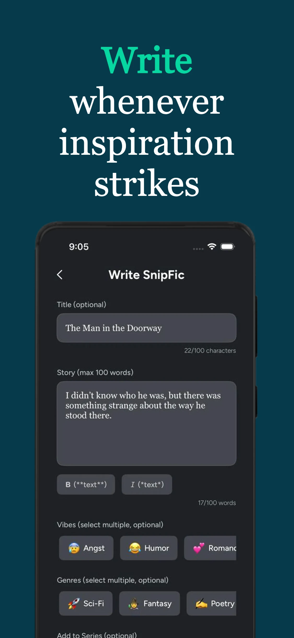 SnipFic screenshot